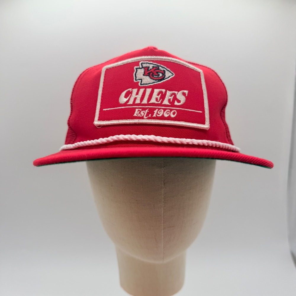 New Era Kansas City Chiefs NFL Red Trucker Snapback Hat Mesh Rope Est 1960 Patch